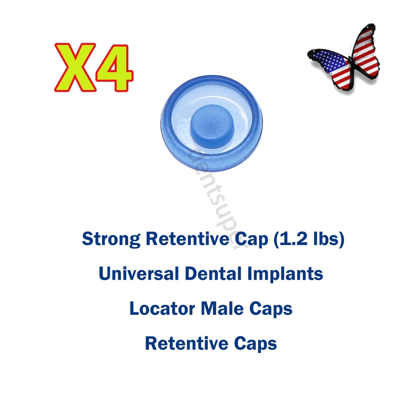 US Universal Overdenture Implant Retention Caps 1.2 lbs & 2.4 lbs/Metal Housing