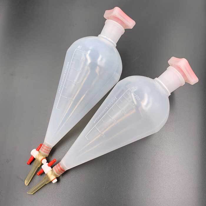 Chemistry Laboratory Plastic Separating Funnel, PTFE Stopcock, 125-1000ml Kit