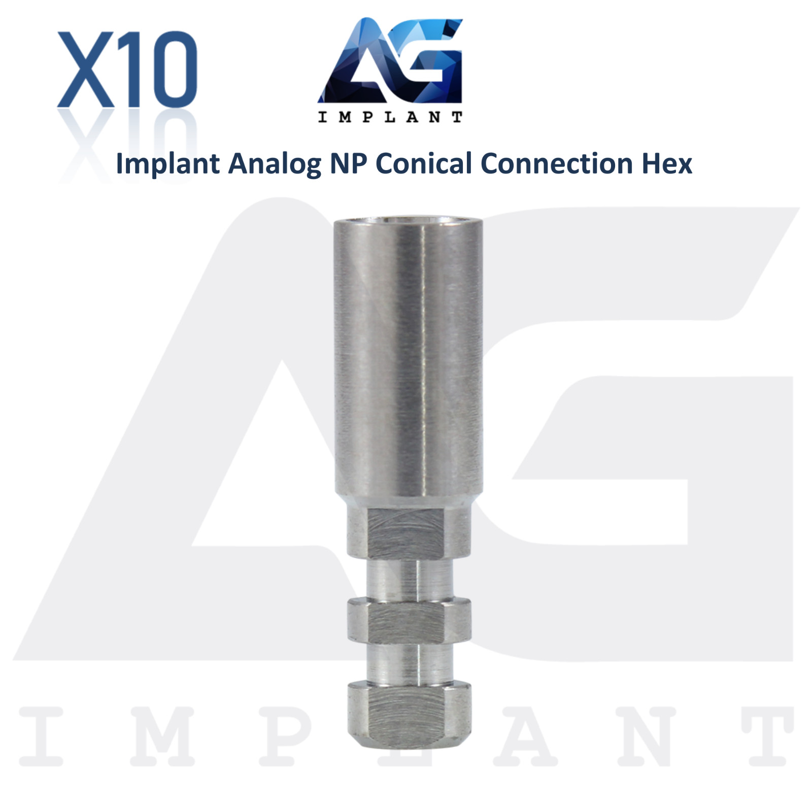10x Fixture Analog Narrow Ø3.5mm Conical Connection Hex 2.25mm Dental Lab