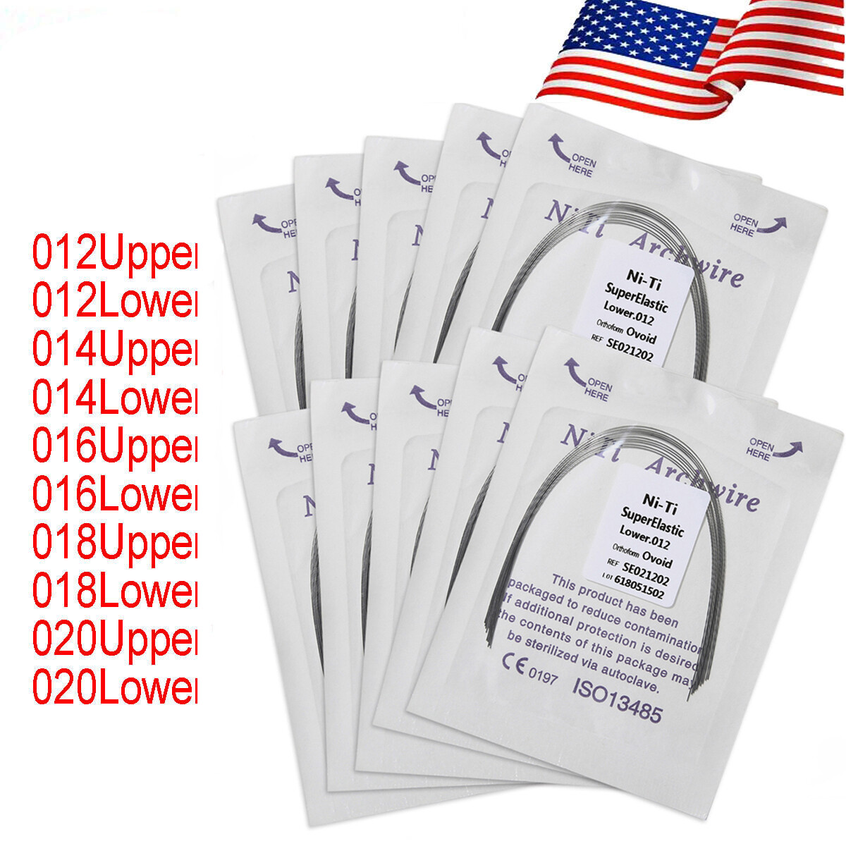 10 bags Dental Orthodontic Super Elastic Arch Wire NiTi Round Ovoid Form Mixed