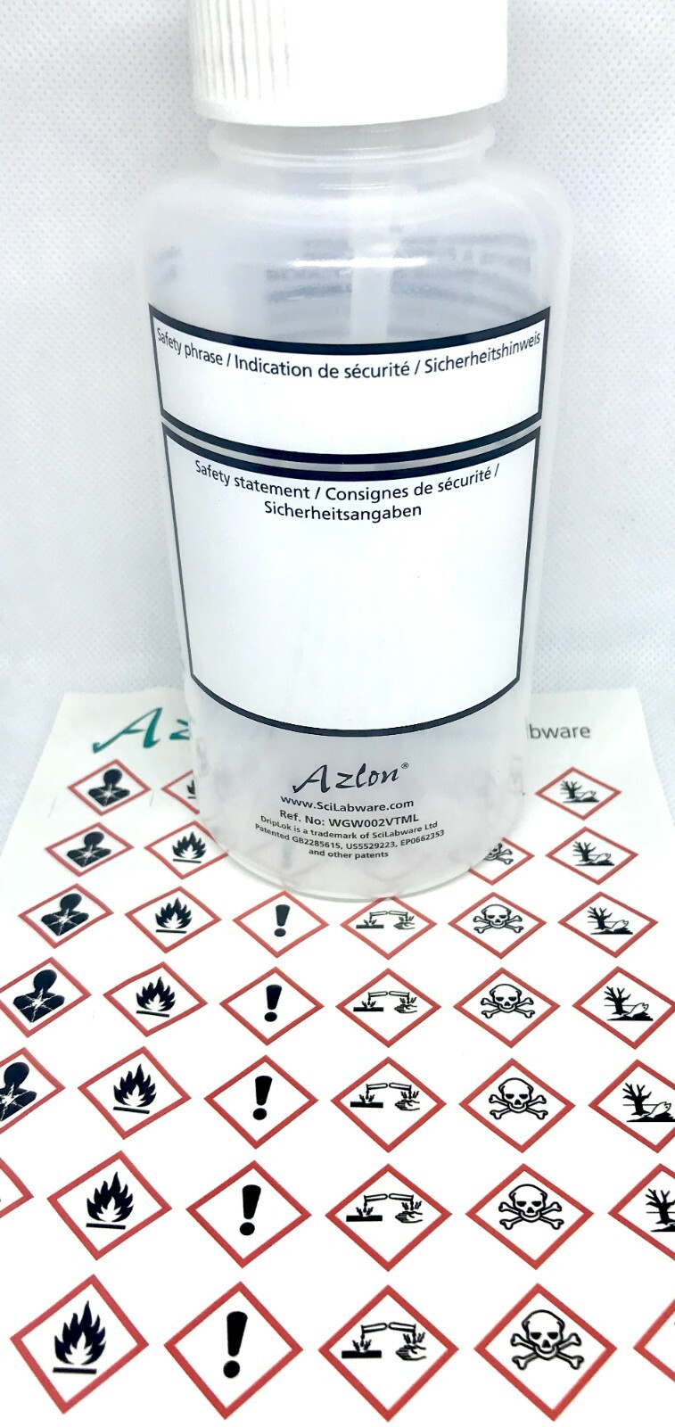 GHS Customizable Labels LDPE Wash Bottles DIY White 500mL 1, 2, 3, & 5 Packs