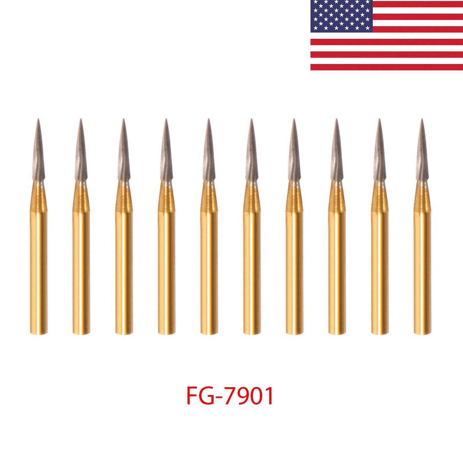 10 Pcs / box Dental Carbide Trimming & Finishing Burs FG-7901 for high speed USA