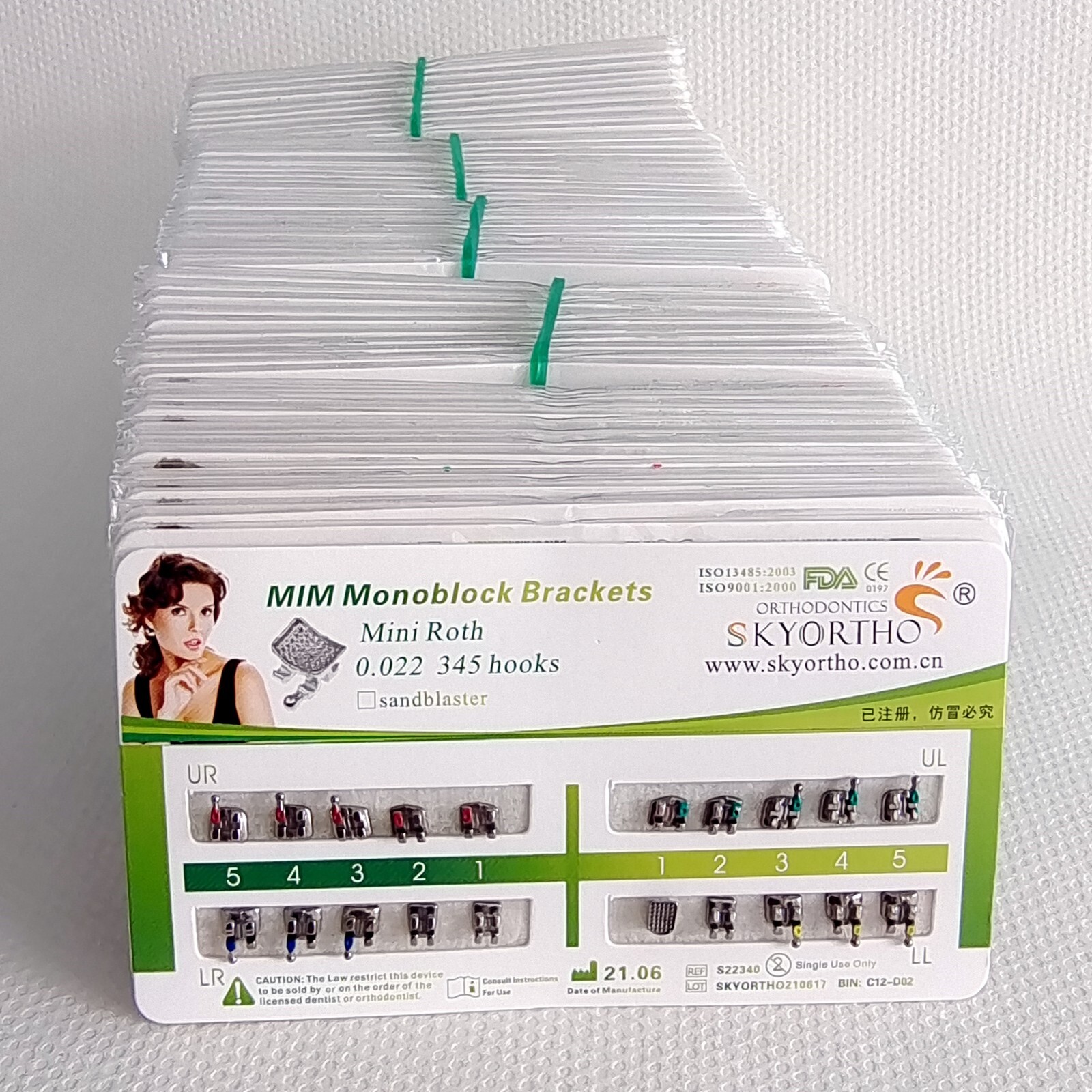 100Kits Dental Orthodontic Use Brackets Brace Metal Mini Roth.022 345Hook MIM