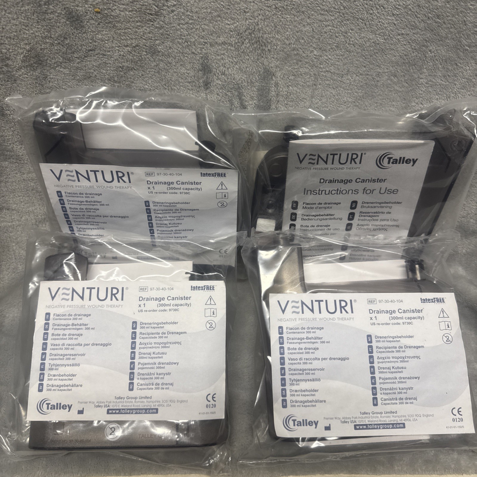Venturi Drainage Canister Lot 4 300ml 97-30-40-104 NPWT Wound Vac Supply
