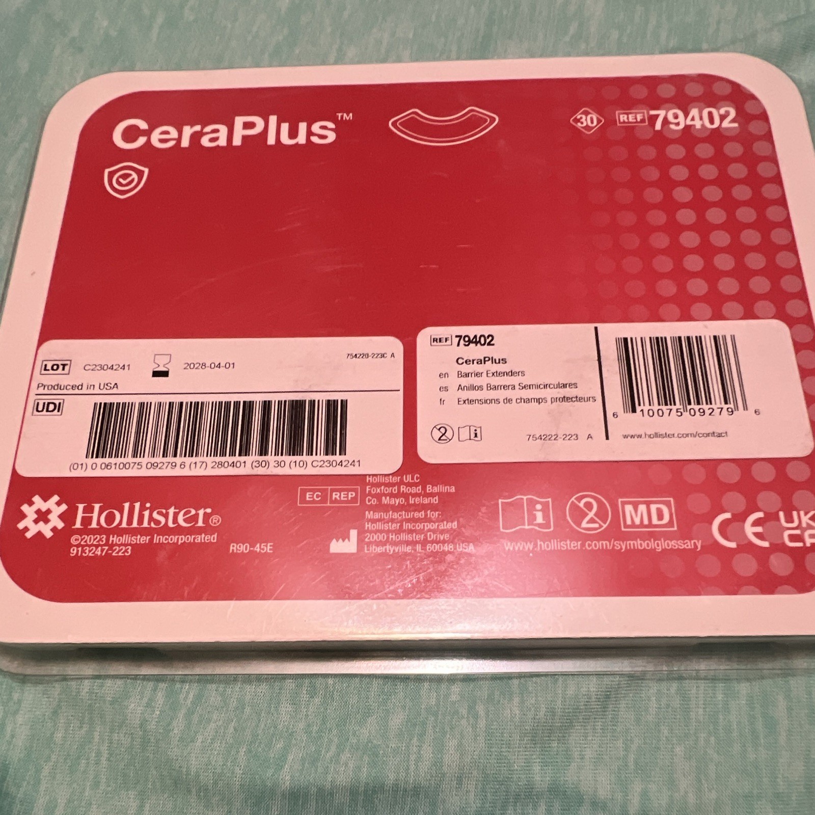 Hollister CeraPlus Ostomy Skin Barriers 79402 Flat Pre-Cut Extended Wear 30