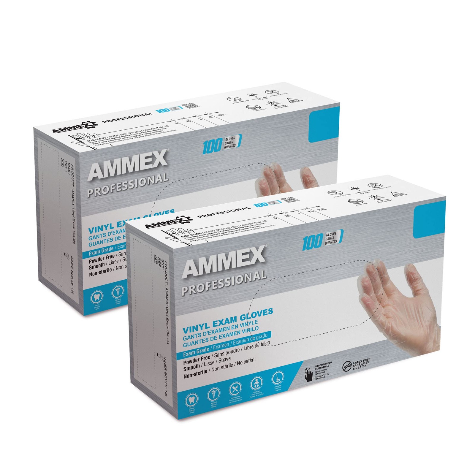Ammex 3 mil Clear Vinyl Disposable Medical Gloves, Small, Box of 100