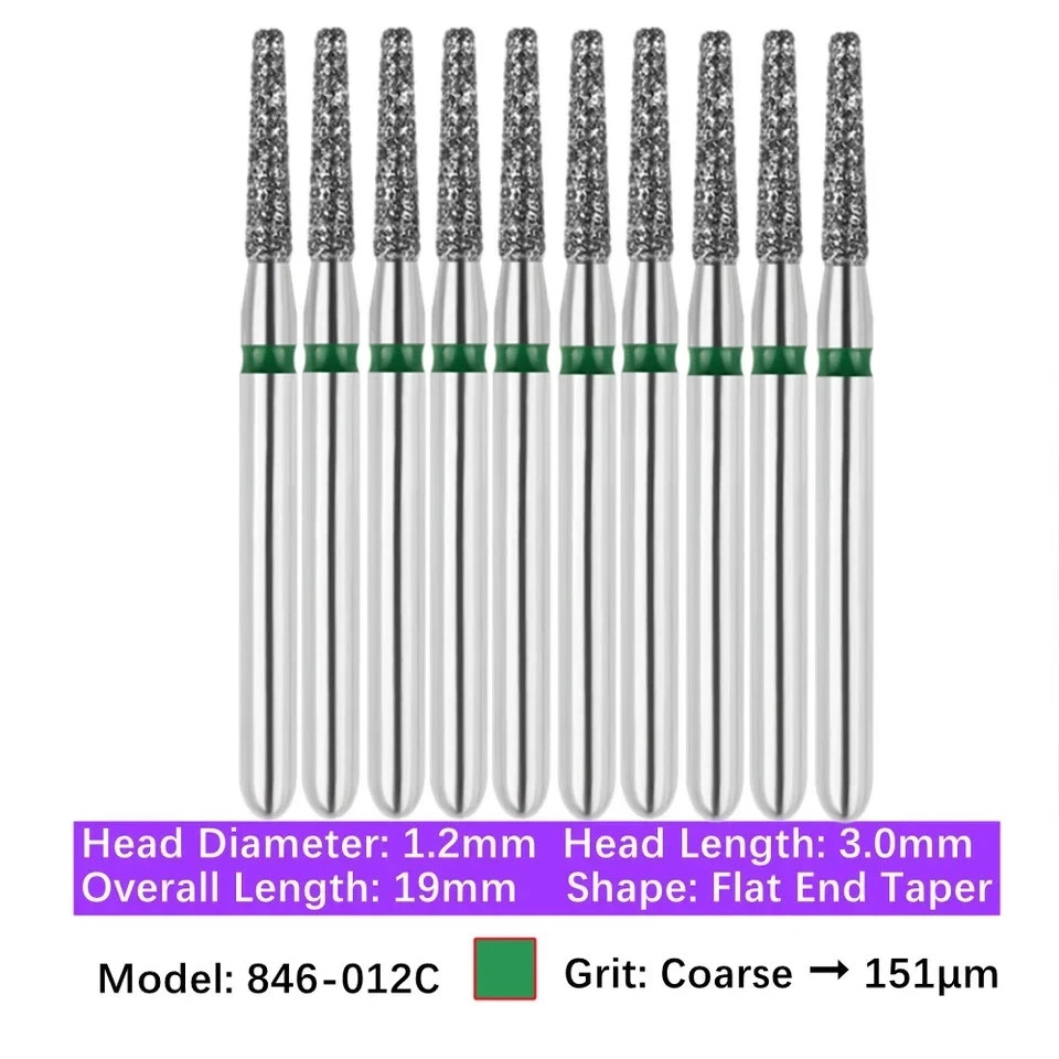 10 Pcs/Pack Dental High Speed Round Pear End Taper Football Flame Diamond Burs