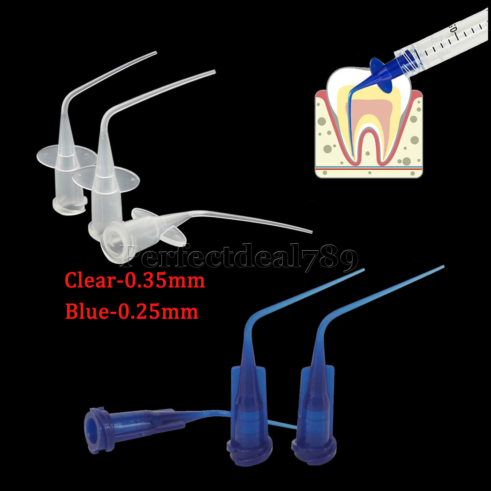 100pcs Dental Disposable Tip Endo Irrigation Needle Syringe Tips 25G 27G 30G