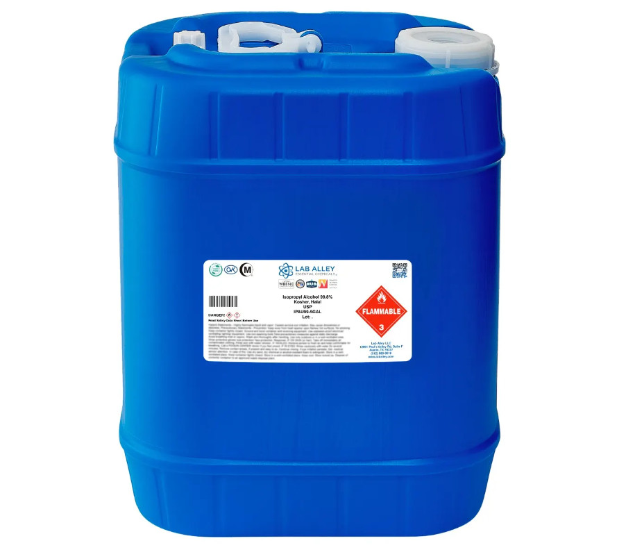 Lab Alley Isopropyl Alcohol 99.8% USP Grade, Kosher, Halal, 5GAL !!