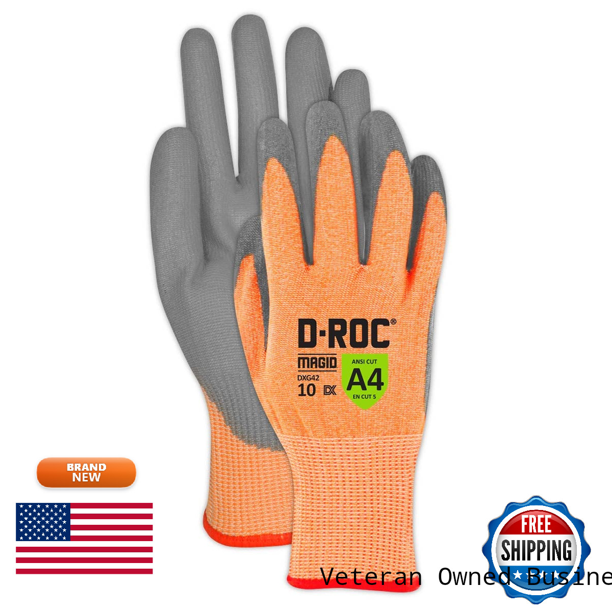 Magid D-Roc Dx Technology Polyurethane Palm Coated Cut Resistant Work Gloves