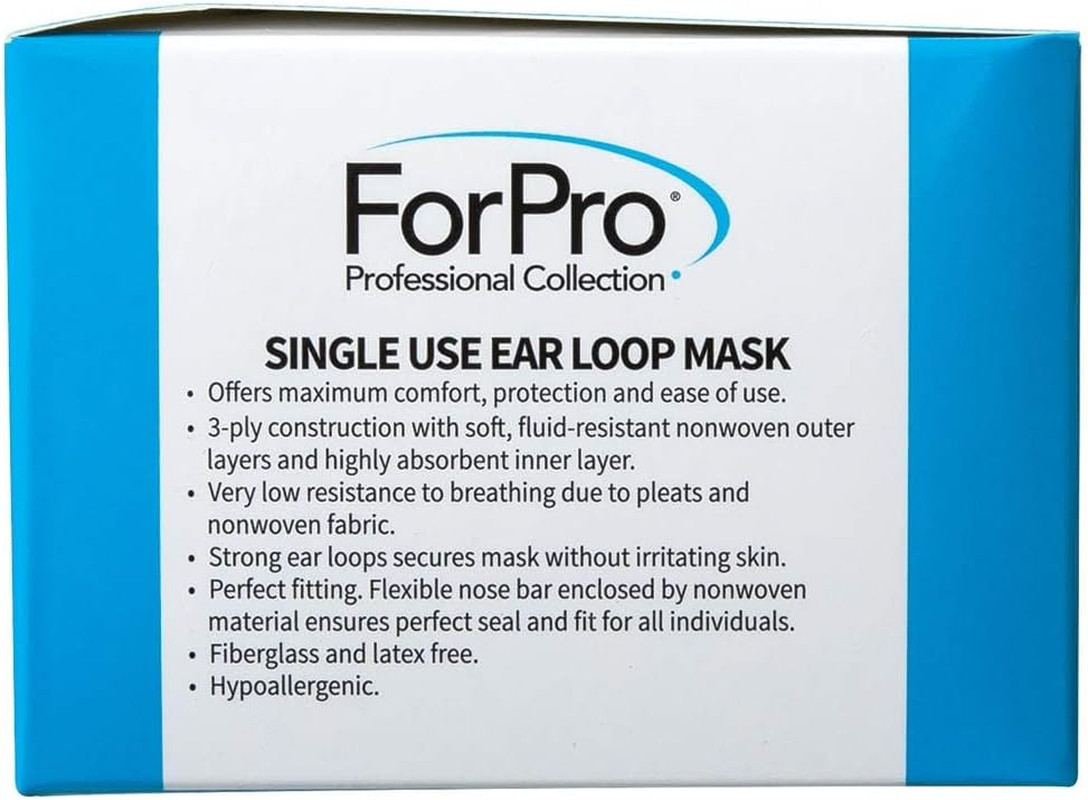 Forpro Professional Collection Single Use Ear Loop Mask, 3-Ply Disposable Non-Wo