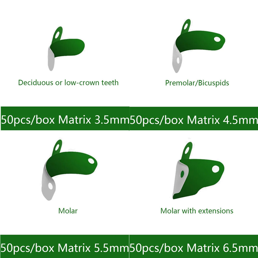 Dental Composite Matrices Green PTFT Teflon Non-Stick Matrix Bands Coating Curve