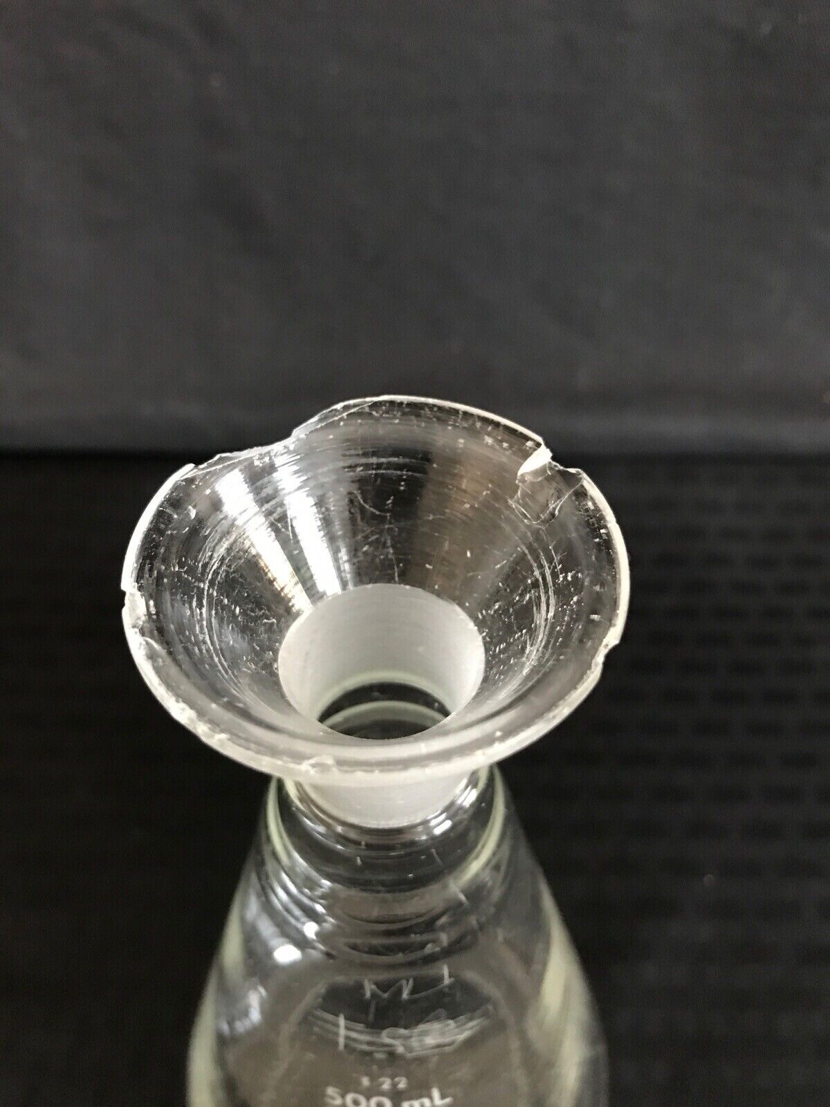 (3) CORNING PYREX 500mL Glass Determination Erlenmeyer Flask w/ #22I Std Stpr B