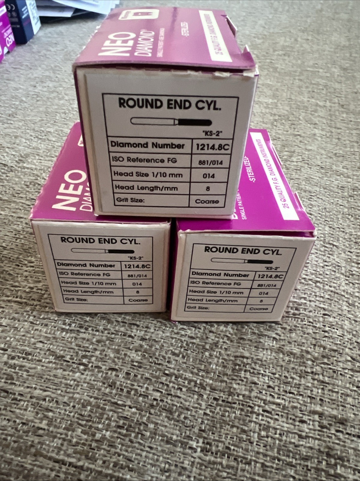 51 Pc Round End Cylinder 1214.8c Coarse Dental Bur Neo Diamond Microcopy