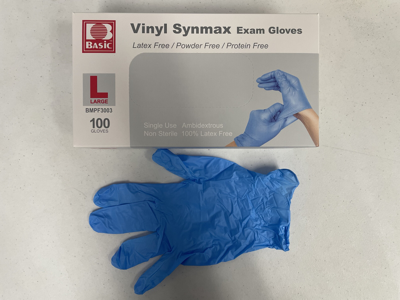 Basic Synmax Vinyl Exam Gloves – Latex/Powder-Free – XLarge, 1000pcs/case 10