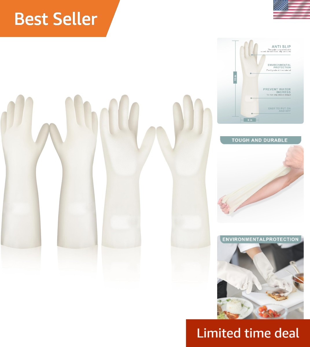 Medium Nitrile Cleaning Gloves – 15 Inches of Skid-Resistant Comfort & Strength