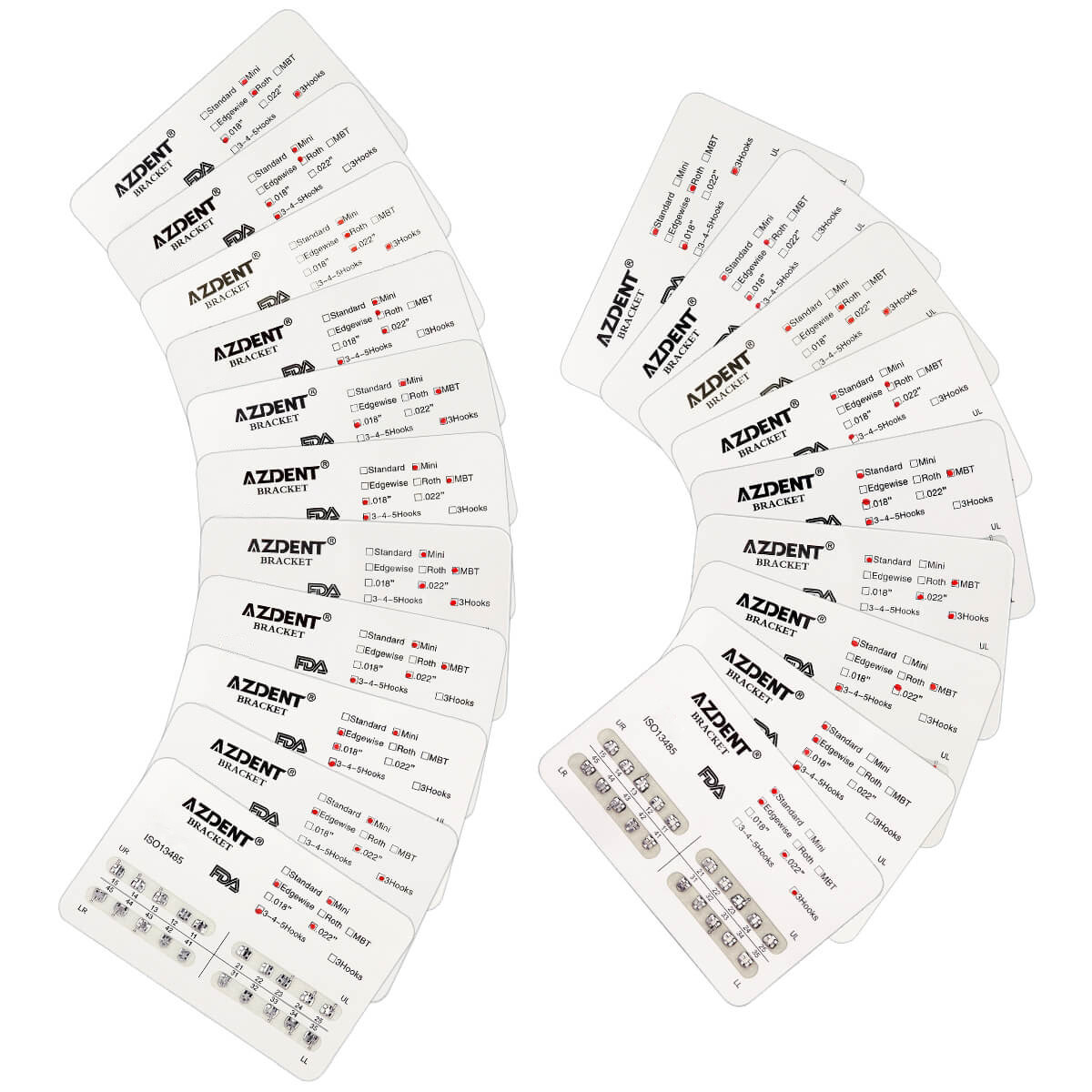 10 Packs Dental Orthodontic Standard/ Min Brackets Roth/MBT/Edgewise With Hooks