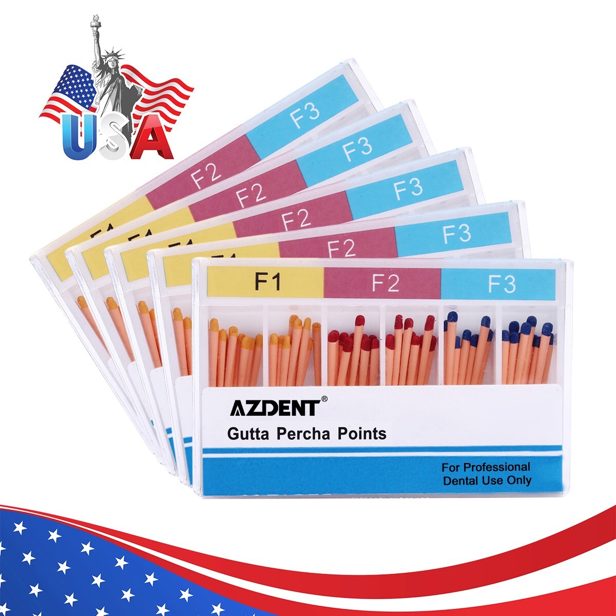 5x Dental Endodontics Gutta Percha Points F1-F3 Endo Root Canal AZDENT