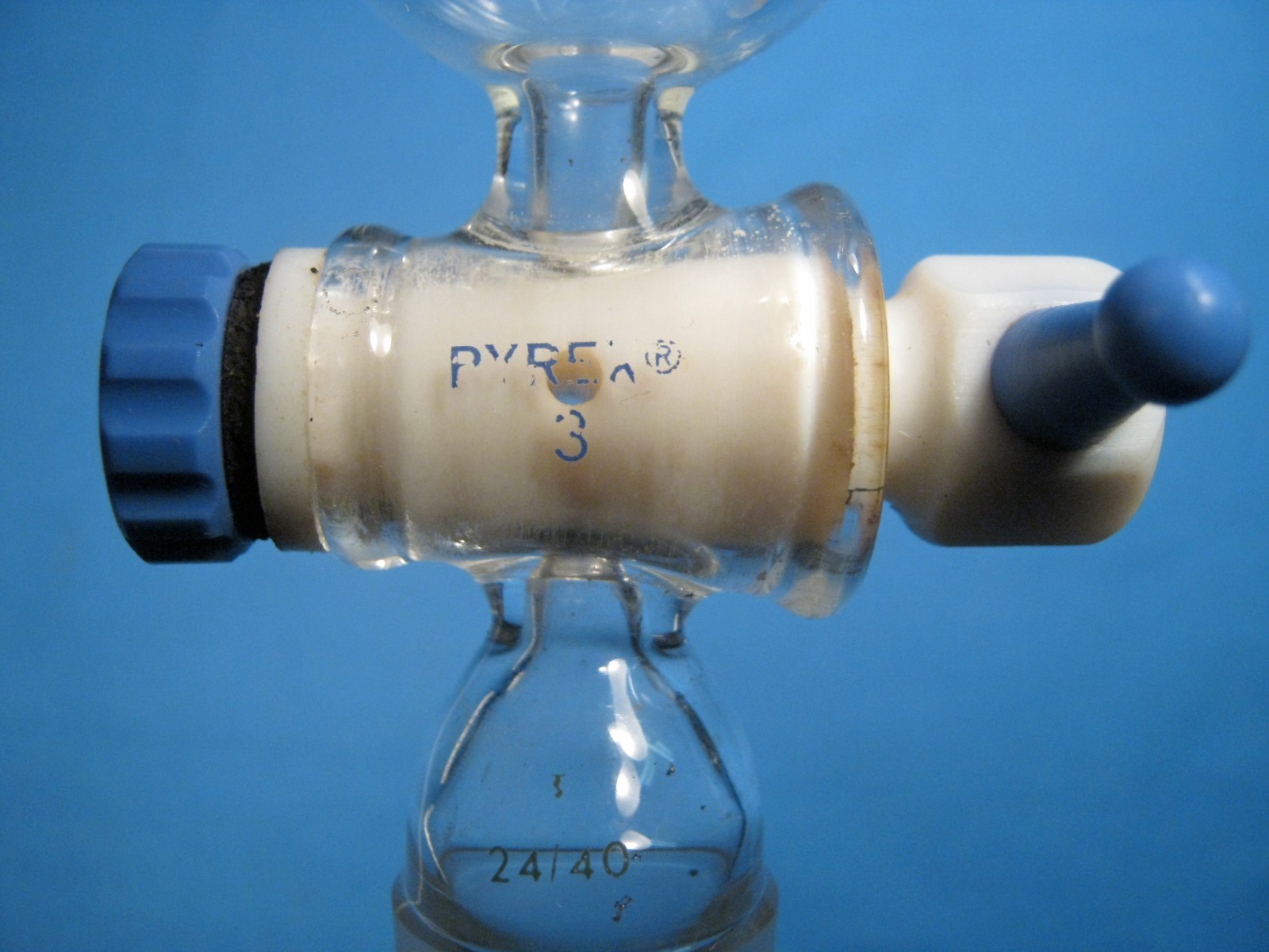 PYREX 100 ML SEPARATORY FUNNEL CYLINDRICAL 24/40 TEFLON FREE SHIPPING 6-C
