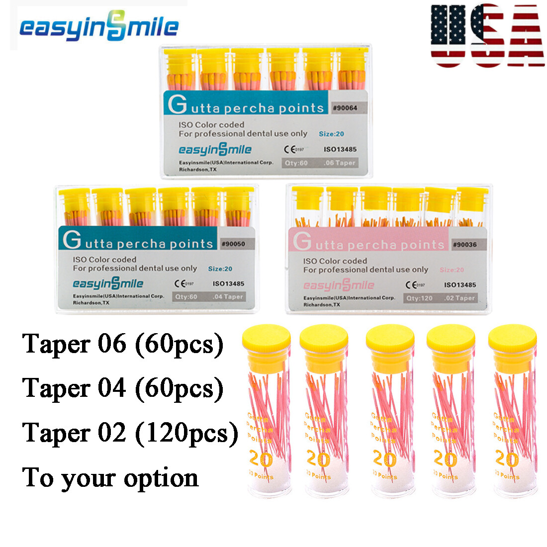 20# Easyinsmile Endodontic Dental Gutta Percha Paper Point Taper02/04/06 Filling