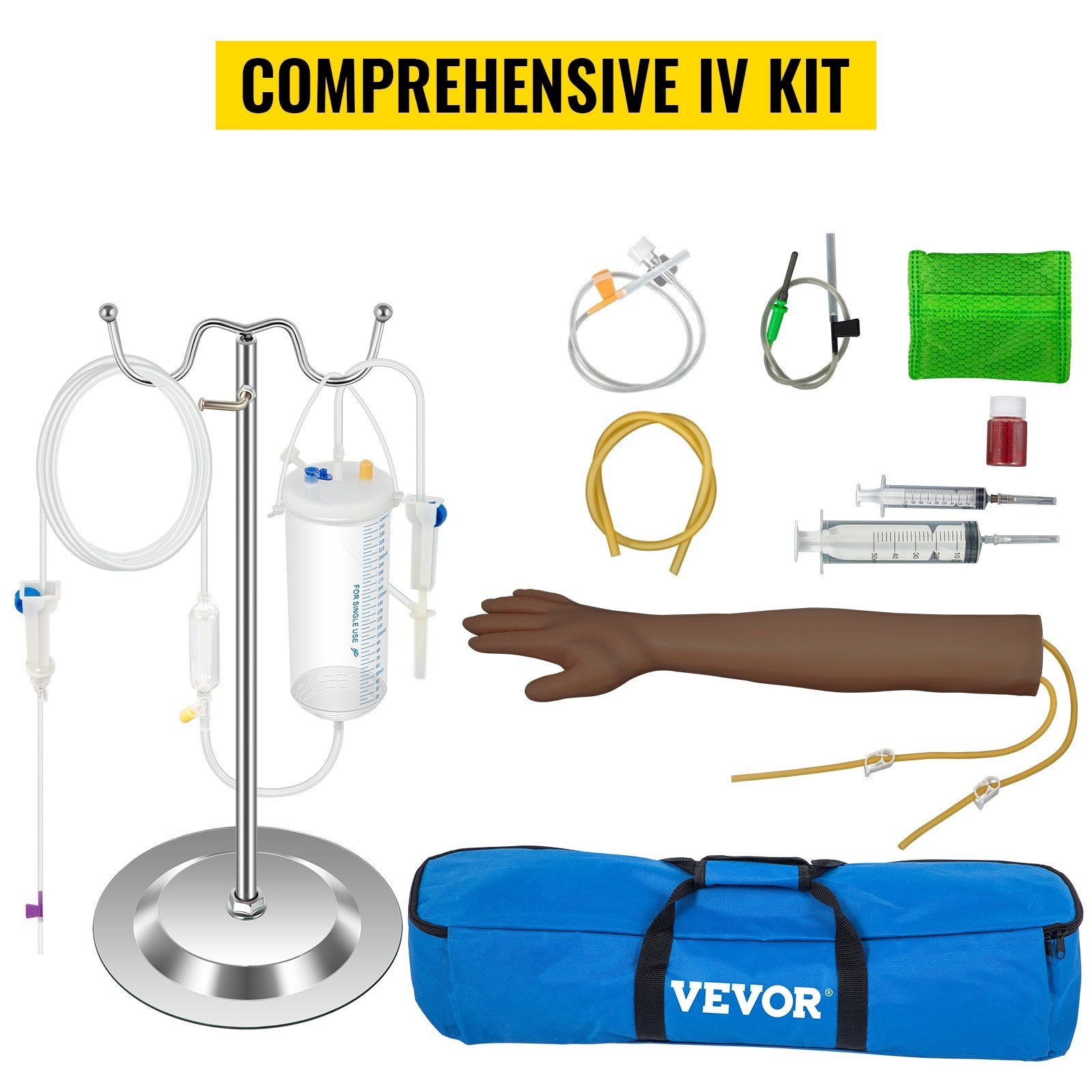 Phlebotomy Practice Arm Kit with Stand Dark Skin 40.5-68.5cm Lifelike