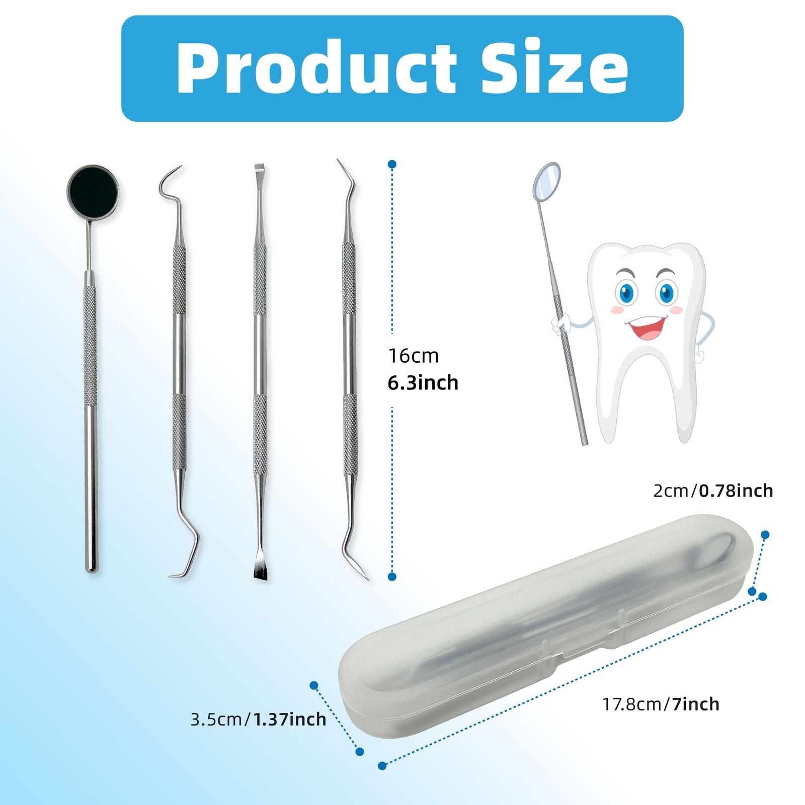 JREEPEE 4 Pack Dental Tools for Teeth Cleaning, Professional metal silver