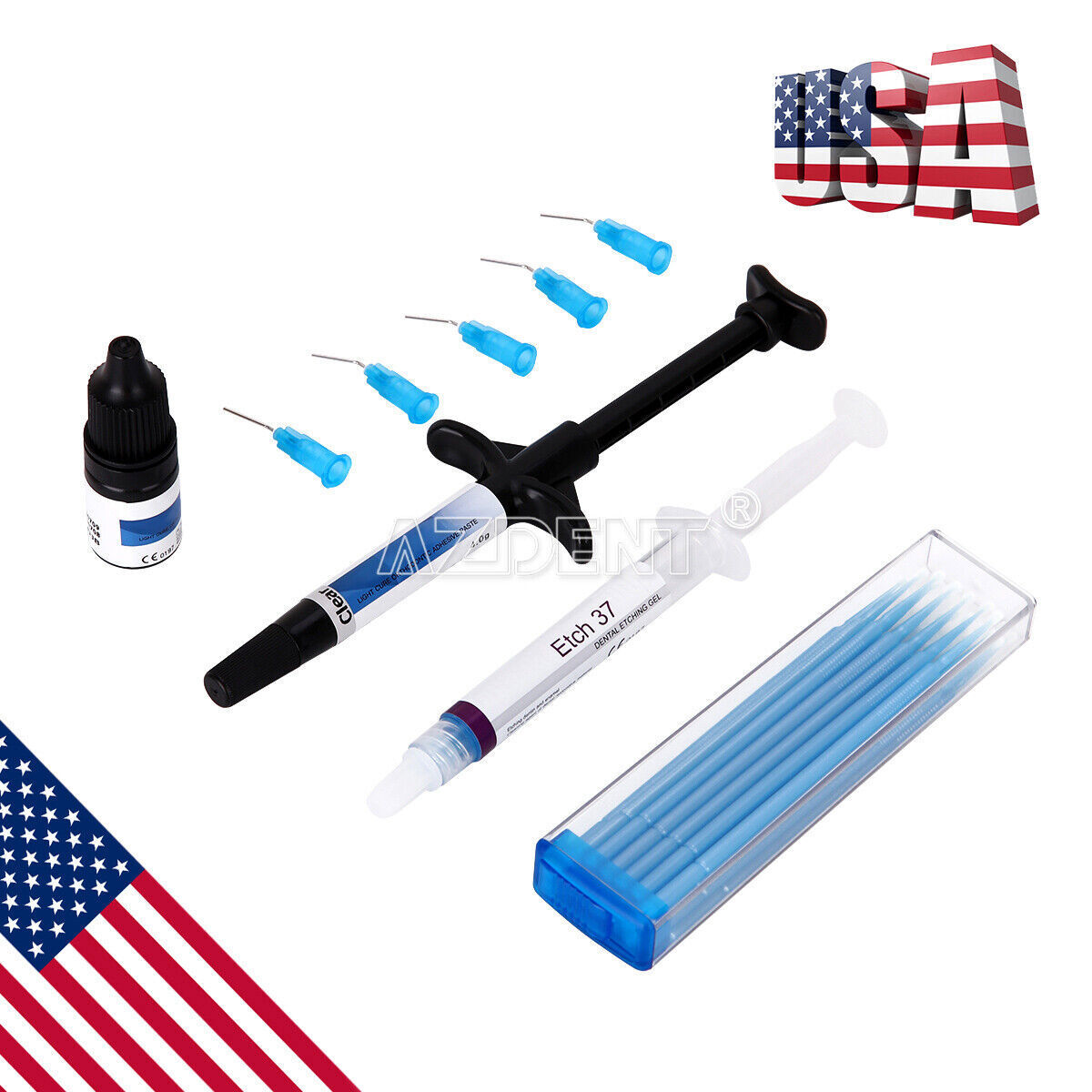 Dental Light Cure Orthodontic Extensive Adhesive/Bonding Bracket Clear/Blue Kits