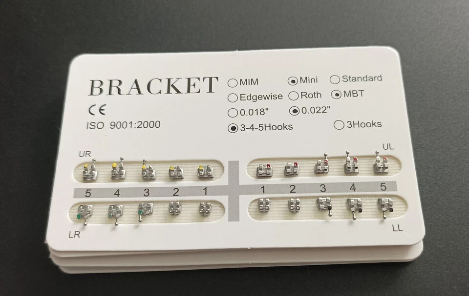100Sets Dental Orthodontic Brackets Braces Metal Min MBT .022 Hook 3 4 5 Hooks
