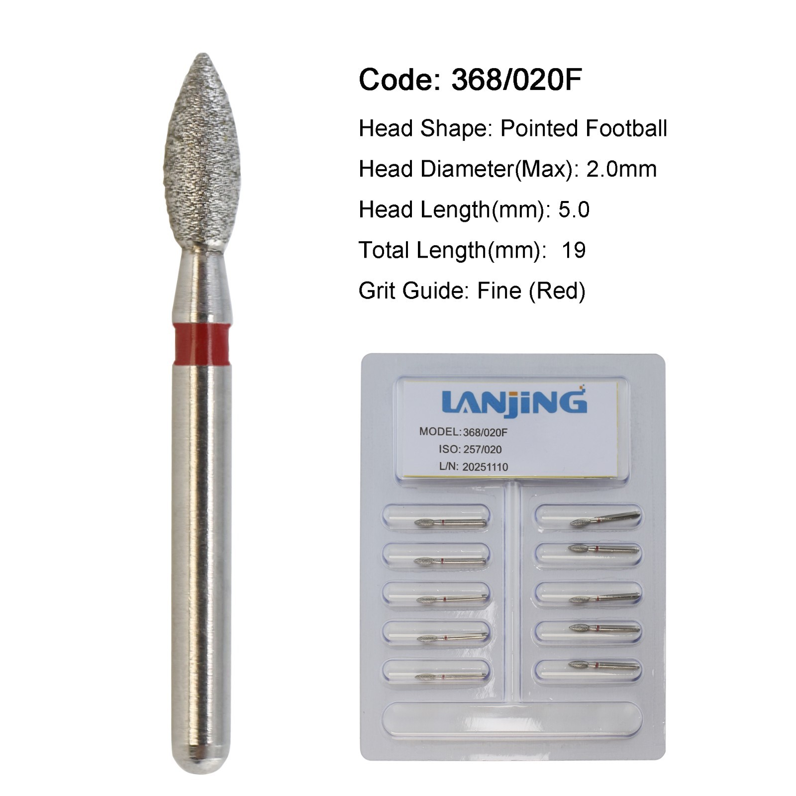 Dental Diamond FG Burs Round End Taper Cylinder Football Pear Barrel High Speed