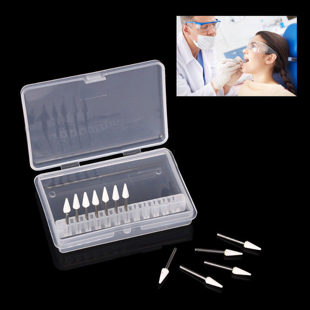 Dental White Stone Porcelain Resin Handpiece Polishing Burs FG Cone/Flame/Round