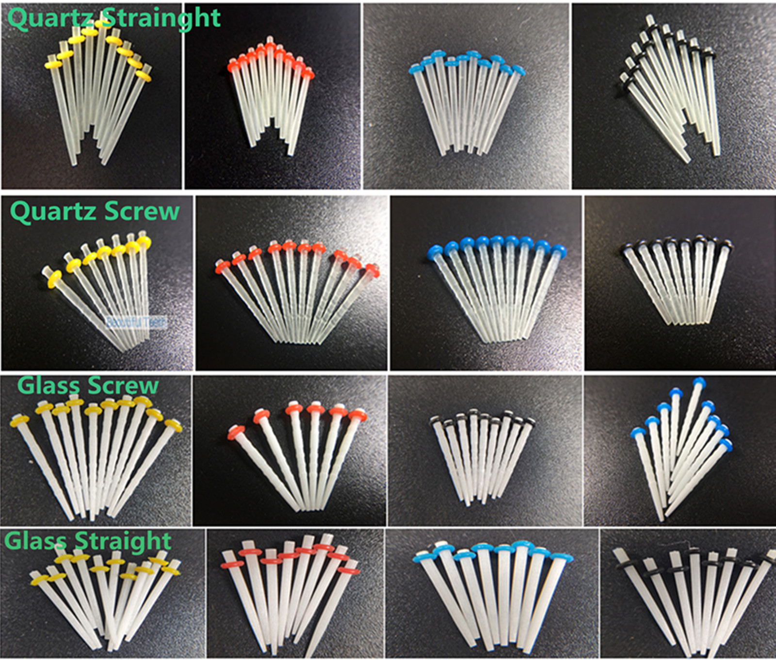 200Pcs Dental Fiber Post Glass Quartz Screw Straight 1.0-1.8mm Ring Pin In Bulk
