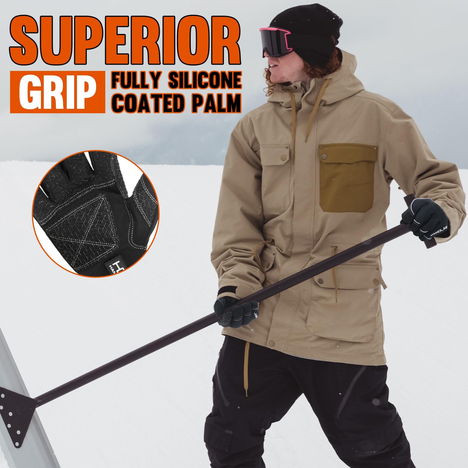 Aigevture Cold Weather Work Gloves Winter Thermal Fleece Work Gloves Insulated