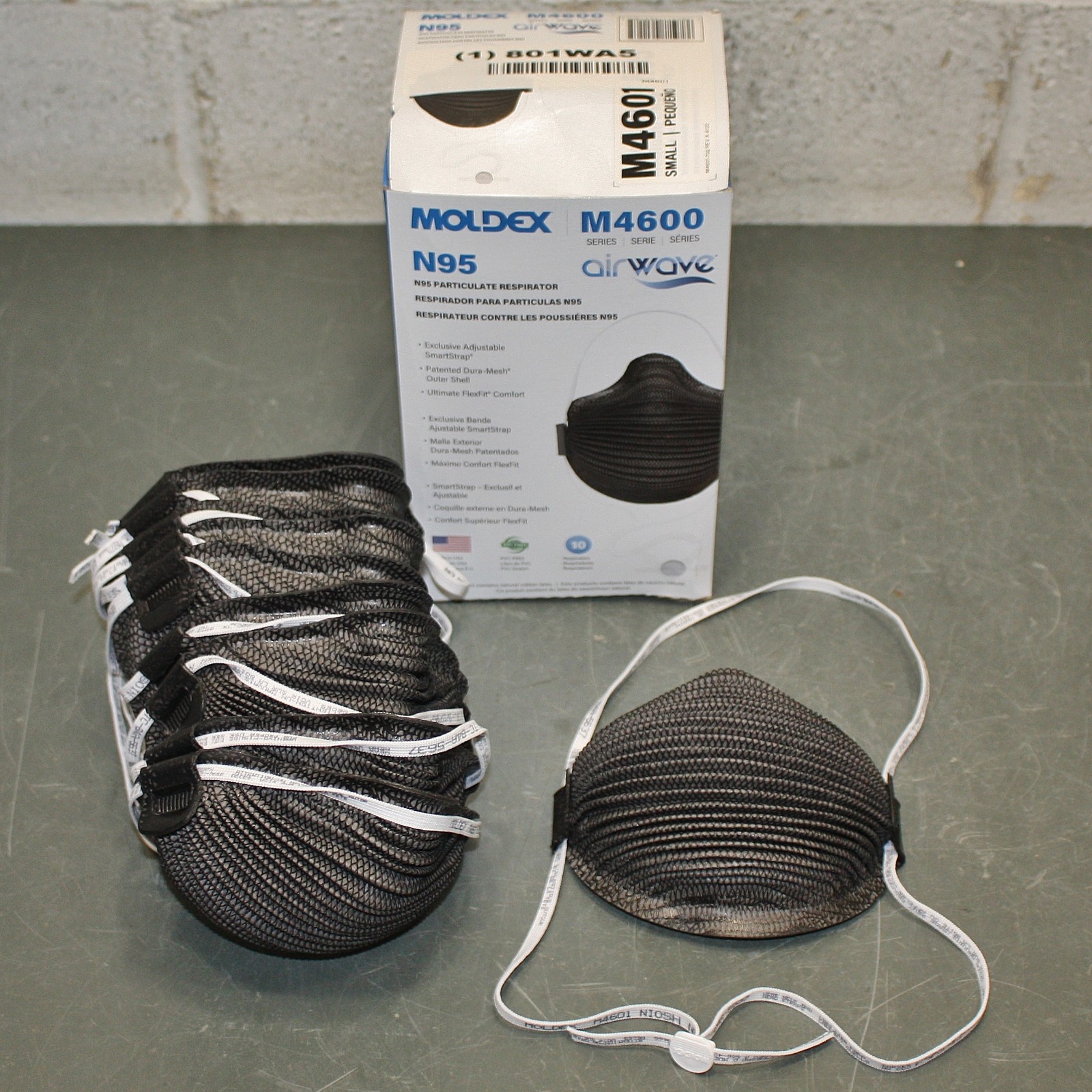 (100) Moldex AirWave Disposable Respirator Masks M4600, N95, Size S / Small