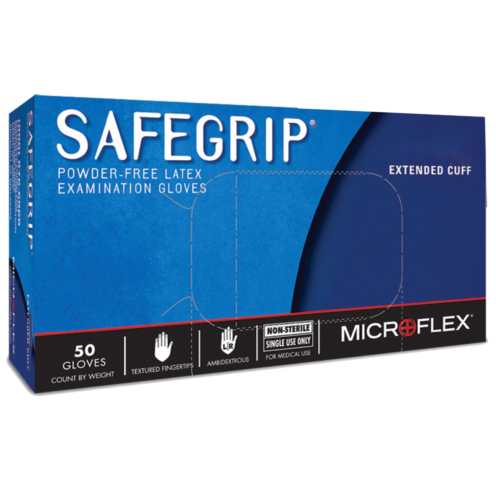 SafeGrip Latex Exam Glove Extended Cuff Length X-LARGE 50 per Box