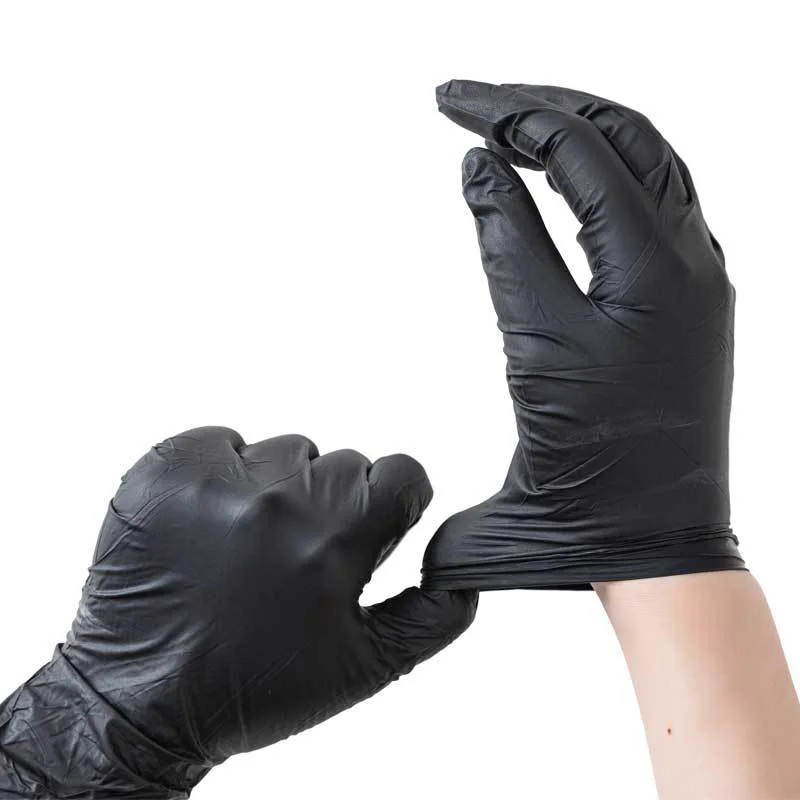 Disposable Black Nitrile Gloves (20/50/100PCS) Latex-Free, Powder-Free Cleaning