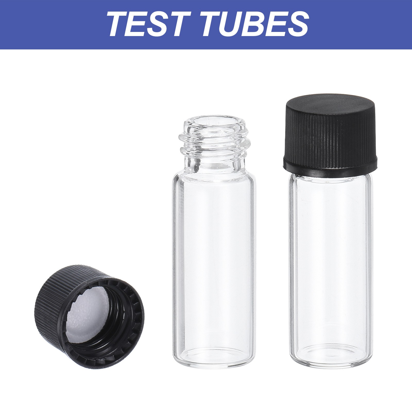 2ml Clear Glass Vials, 50 Pack Sample Vials Reagent Media Bottle with Labels