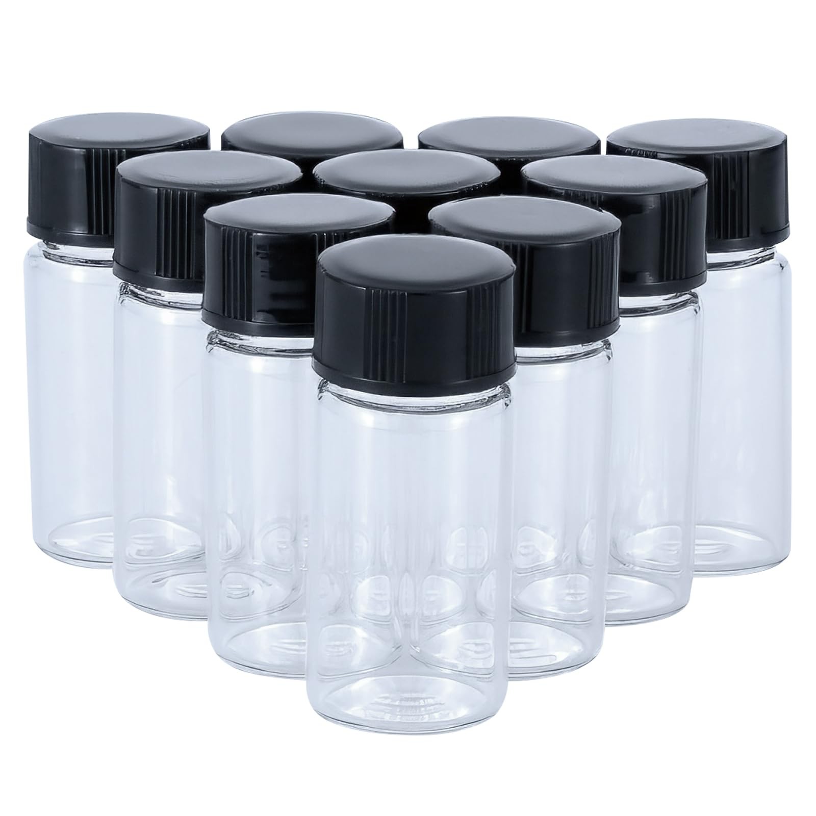 2 or 10 Pc 5ml Mini Clear Glass Vials with Plastic Screw Caps for Essential Oils