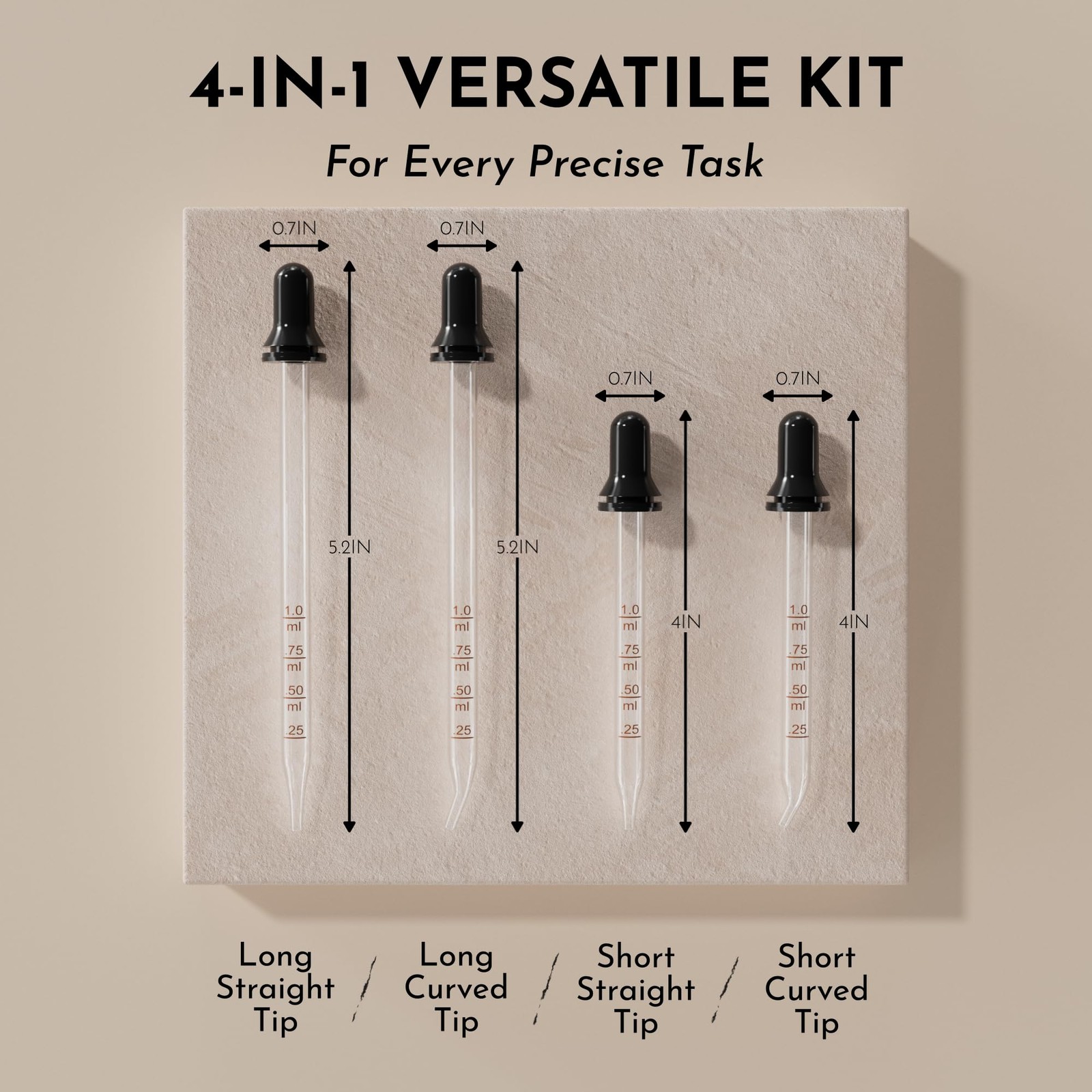 PrettyCare Eye Dropper 4 Pcs, Glass for 30 ml Essential 4P-30