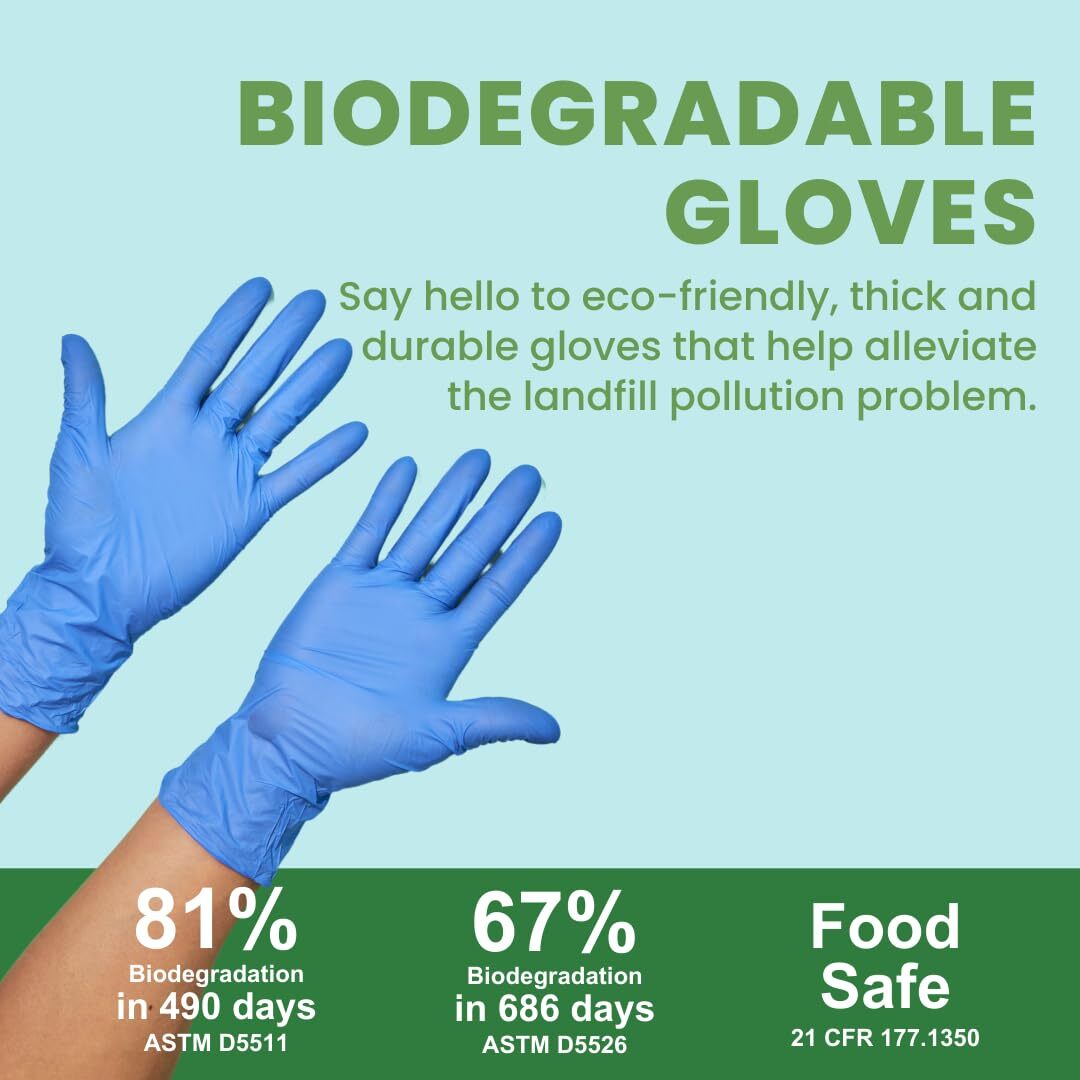 Ecofriendly Biodegradable Nitrile Disposable Gloves Powder Free Latex Free Food