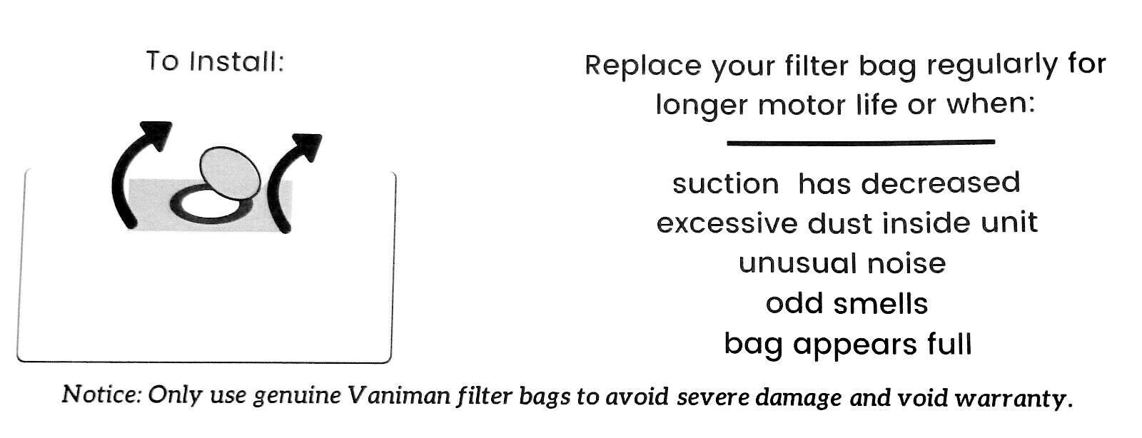 Vaniman Voyager Filter Bags Replacement Dust Collector Bags 5 Pack «Original»