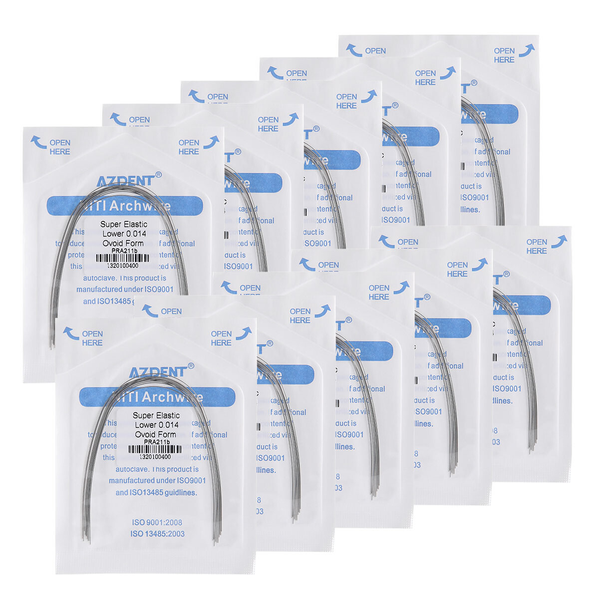 10Pcs AZDENT Dental Orthodontic Round Arch Wires Super Elastic Niti Ovoid Form
