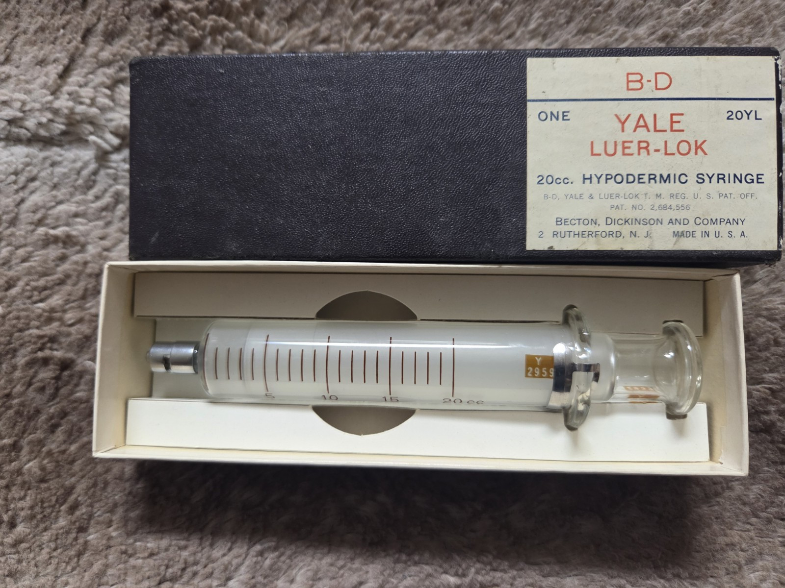 BD Multifit 20cc Glass Hypodermic Syringe Metal Tip Reusable Becton , Vintage