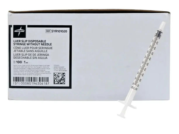 Medline syringes without Needle 1ml / 1cc Luer Lock Sterile Syringe 100pc