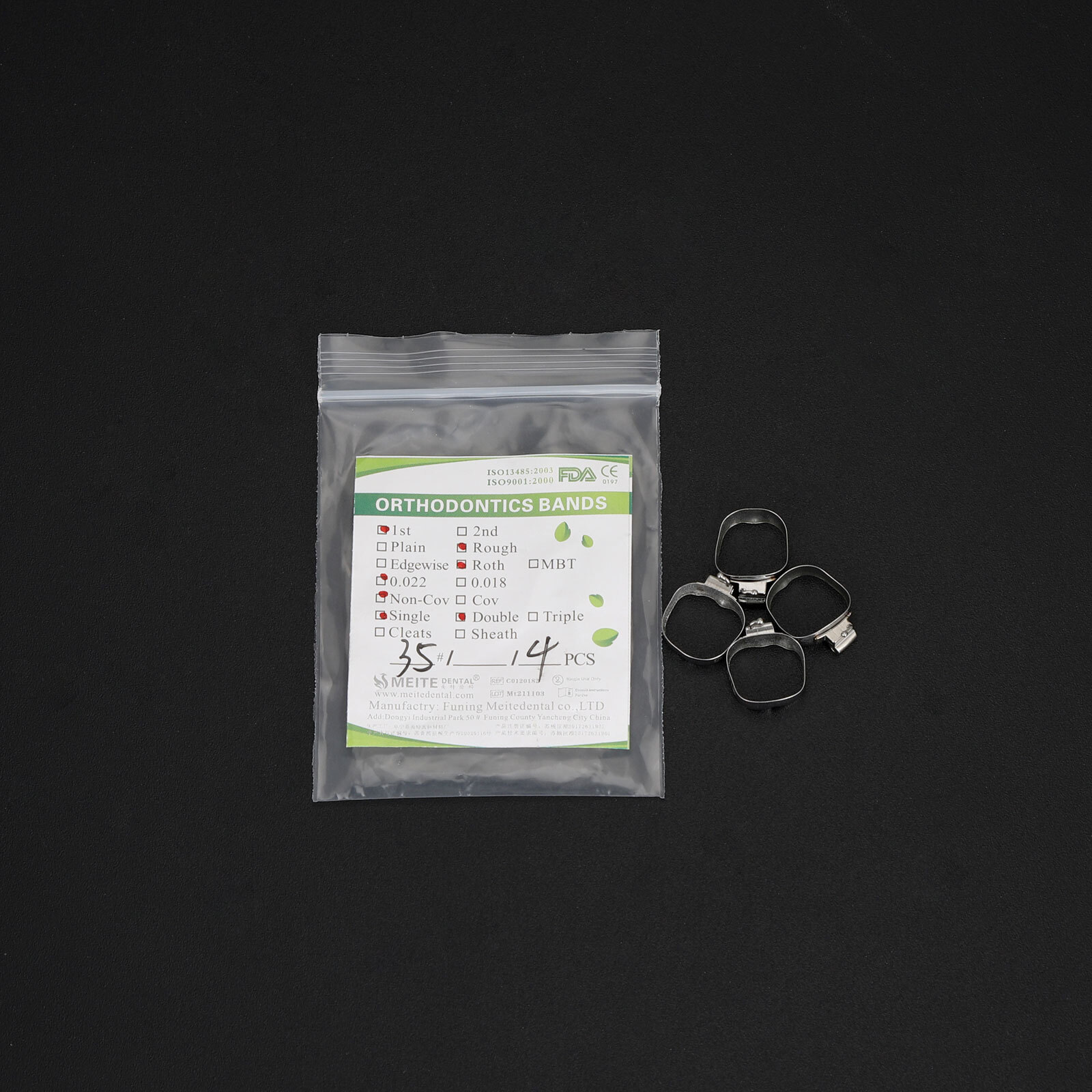 Dental Orthodontic 1st Molar Bands Buccal Tubes Lingual Cleats Roth 022 #35-40