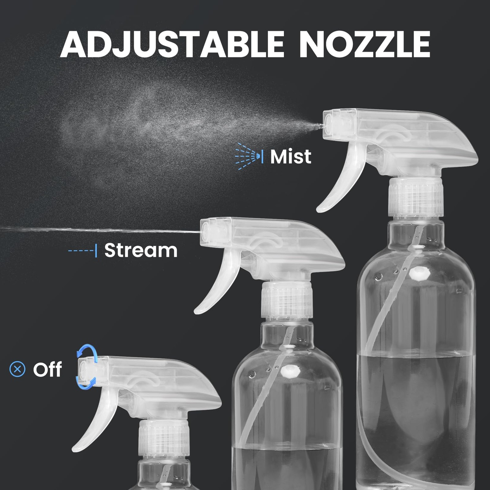 2Pk 16oz Empty Plastic Spray Bottles for Cleaning Solutions Plants Hairdressing