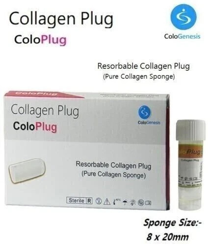 10 X Collagen Plug ColoPlug Sterile Sponge 8 X 20 mm Dental Fresh Stock