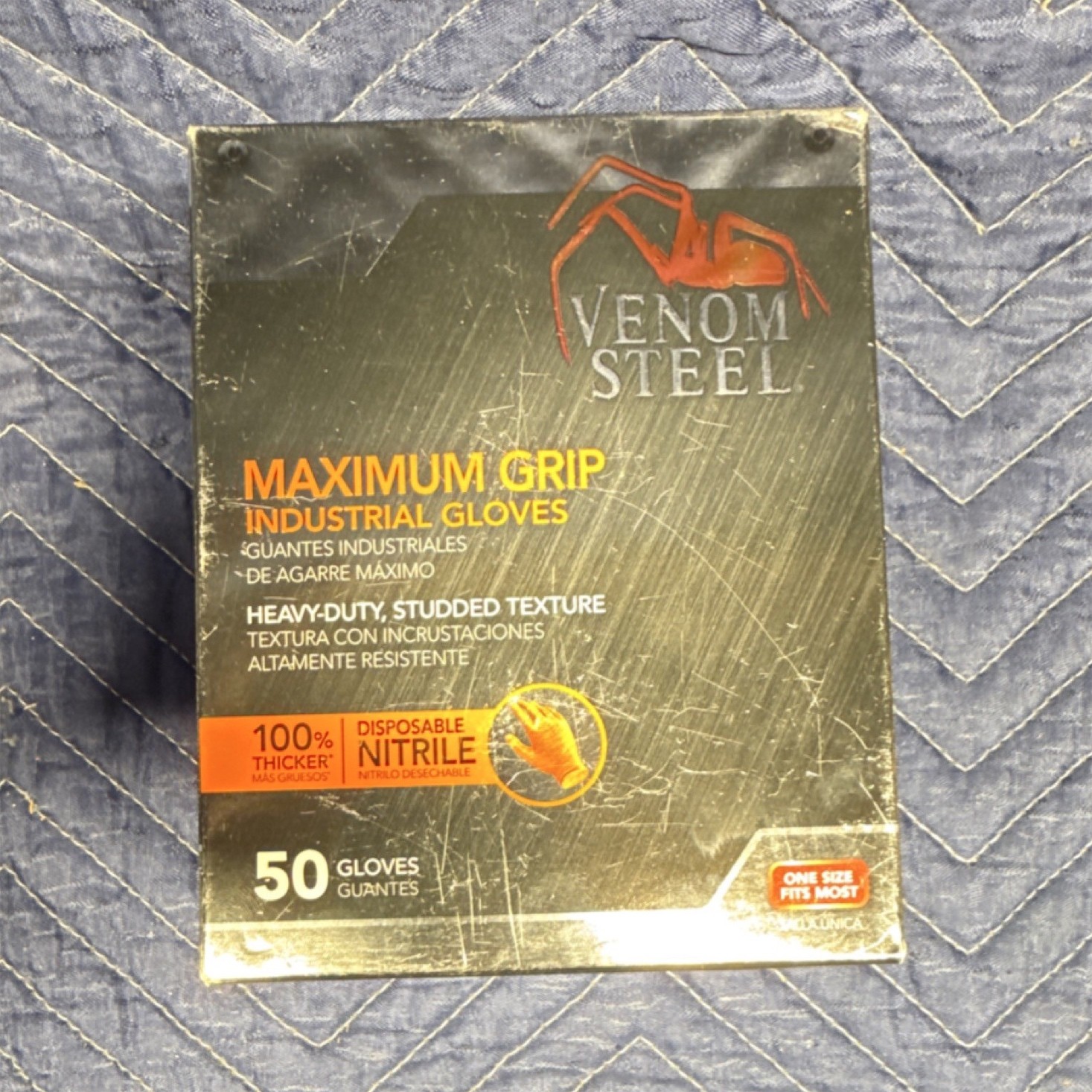Venom Steel Maximum Grip Nitrile Gloves Powder-Free Industrial 50 Ct One Size