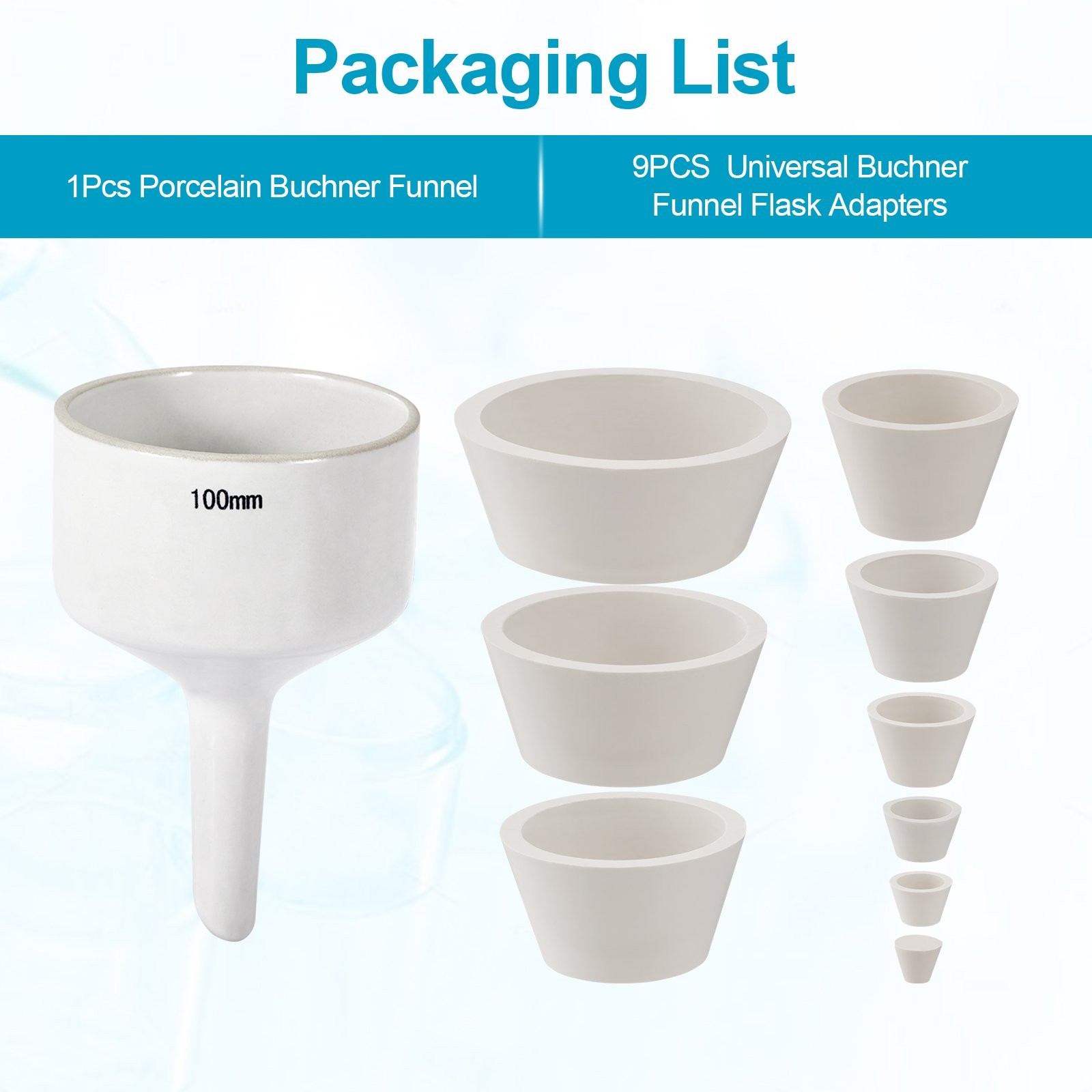 Lab Grade 100mm Ceramic Buchner Filter Funnel – Heat/Chemical Resistant, USA