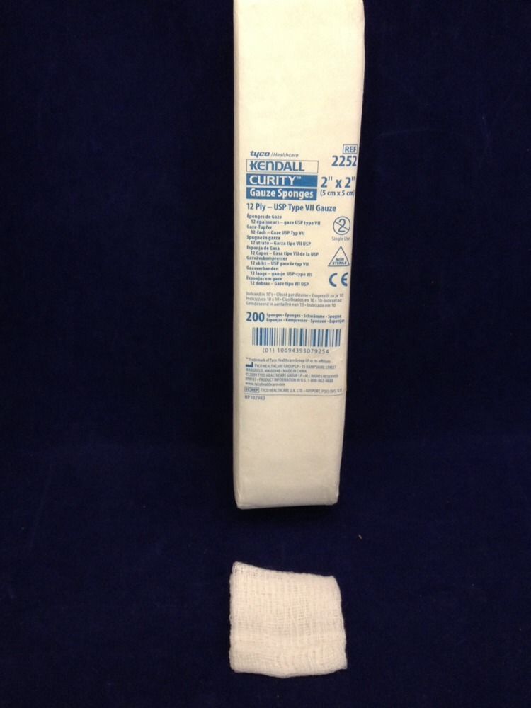 3 Pack: New Kendall 2252 Curity Gauze Sponges 12Ply 2” x 2” (600 sponges Total)