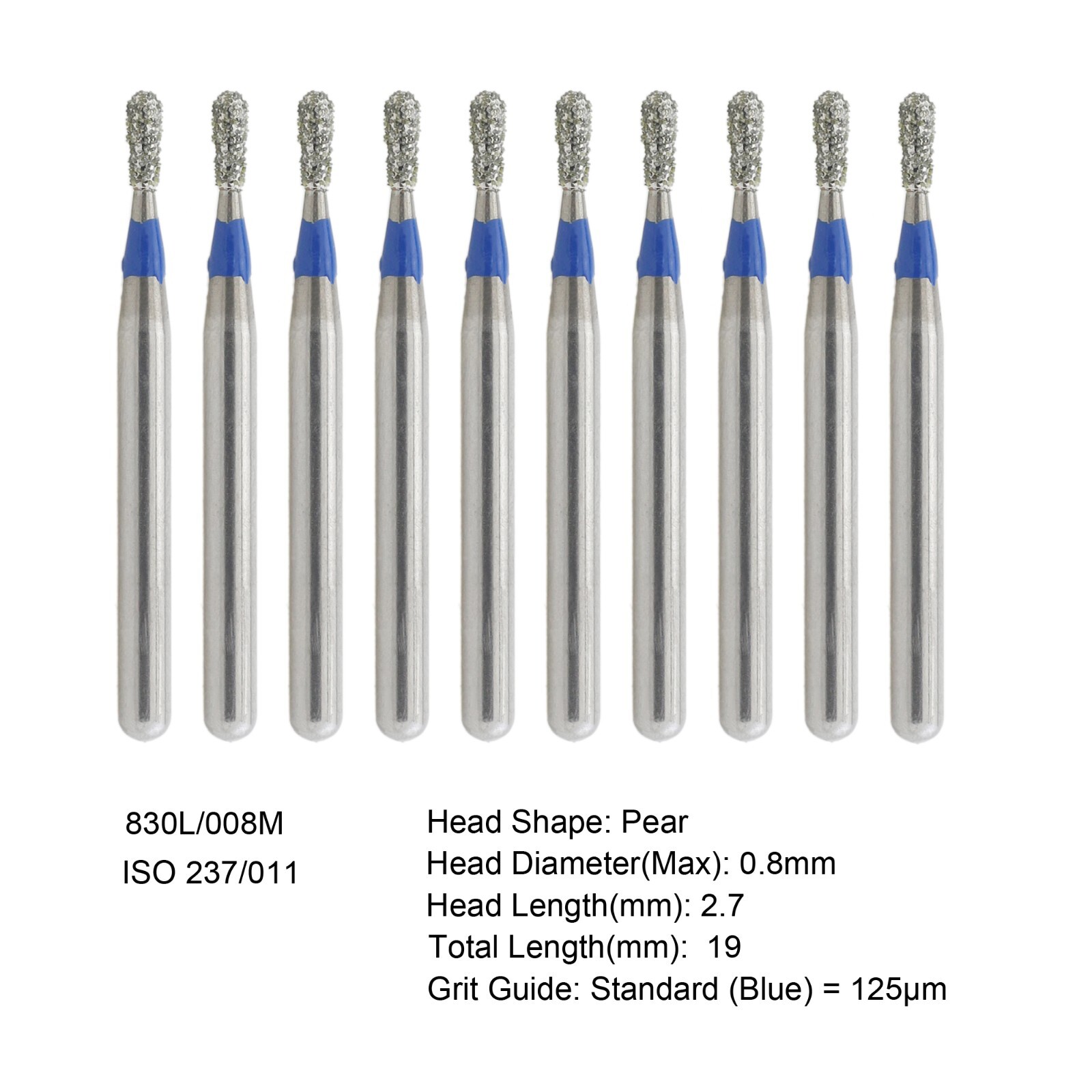 Dental Diamond Burs FG Round End Taper Pear Football Fine Coarse Grit 850 856